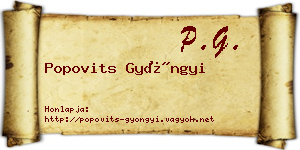 Popovits Gyöngyi névjegykártya